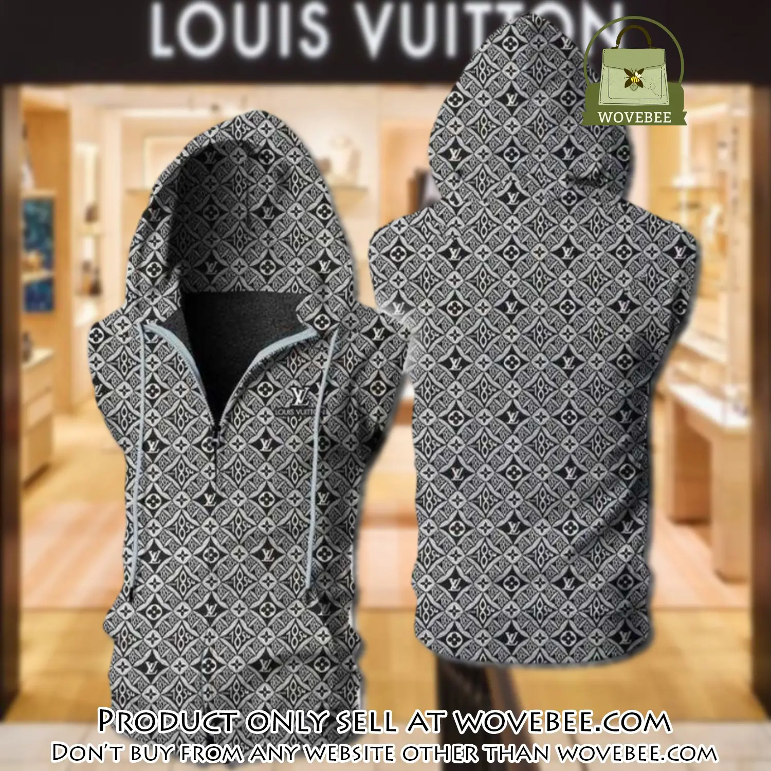 Louis vuitton grey unisex sleeveless zip up hoodie luxury for men women szh015 wvb0525317